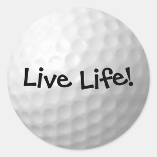 Witte golfbal met citaat ronde sticker