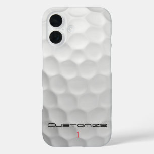 Witte Golfbal met Putjes Textuur Aangepaste Naam N iPhone 16 Hoesje