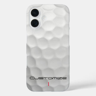 Witte Golfbal met Putjes Textuur Aangepaste Naam N iPhone 16 Hoesje
