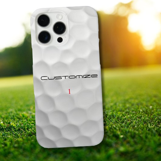 Witte Golfbal met Putjes Textuur Aangepaste Naam N Case-Mate iPhone Case