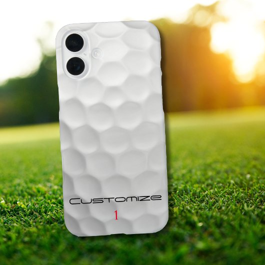Witte Golfbal met Putjes Textuur Aangepaste Naam N Case-Mate iPhone Case