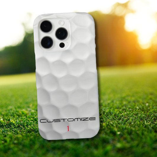 Witte Golfbal met Putjes Textuur Aangepaste Naam N Case-Mate iPhone Case