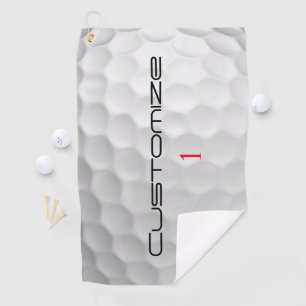 Witte Golfbal met Putjes Textuur Aangepaste Naam N Golfhanddoek