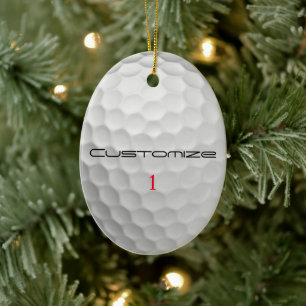 Witte Golfbal met Putjes Textuur Aangepaste Naam N Keramisch Ornament