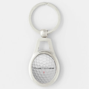 Witte Golfbal met Putjes Textuur Aangepaste Naam N Sleutelhanger