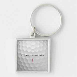 Witte Golfbal met Putjes Textuur Aangepaste Naam N Sleutelhanger