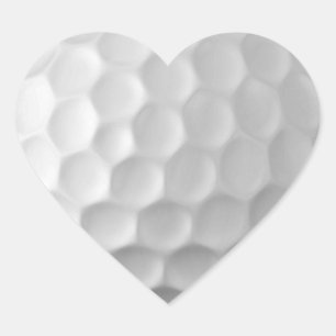 Witte Golfbal met Putjes Textuur Hart Sticker