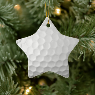 Witte Golfbal met Putjes Textuur Keramisch Ornament