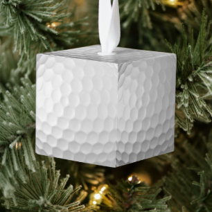 Witte Golfbal met Putjes Textuur Kubus Ornament