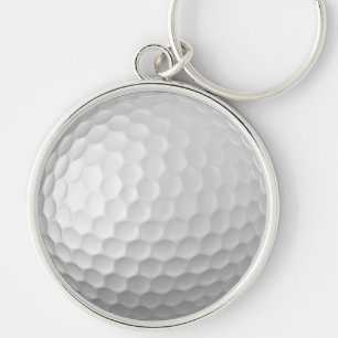 Witte Golfbal met Putjes Textuur Sleutelhanger