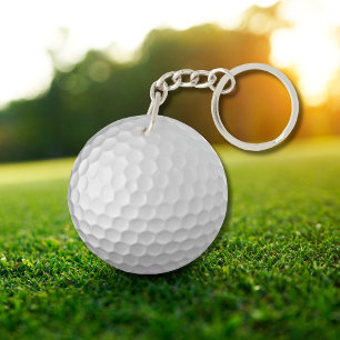 Witte Golfbal met Putjes Textuur Sleutelhanger
