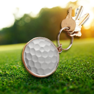 Witte Golfbal met Putjes Textuur Sleutelhanger