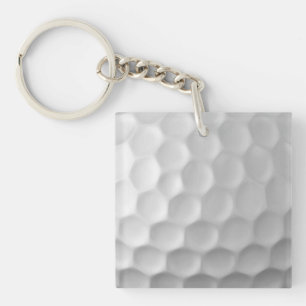 Witte Golfbal met Putjes Textuur Sleutelhanger