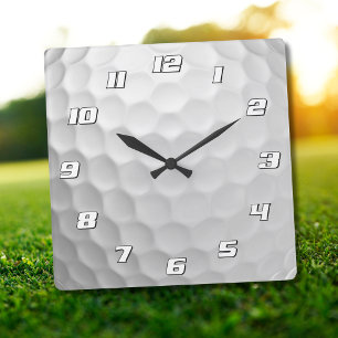 Witte Golfbal met Putjes Textuur Vierkante Klok