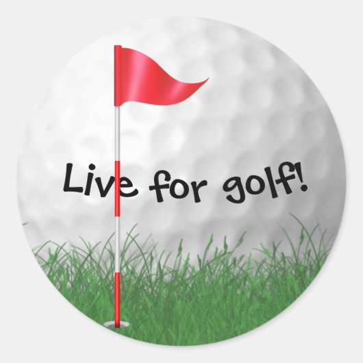 witte golfbal met vlag ronde sticker (Voorkant)