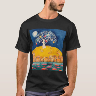 Witte gombomen met kerstballen t-shirt