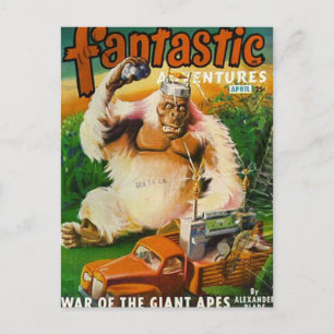 Witte Gorilla met grote afstandsbediening Briefkaart