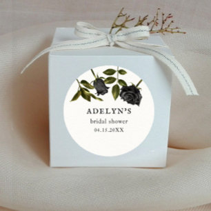 Witte Gotische Bruidsdouche Zwarte Rozen Ronde Sticker
