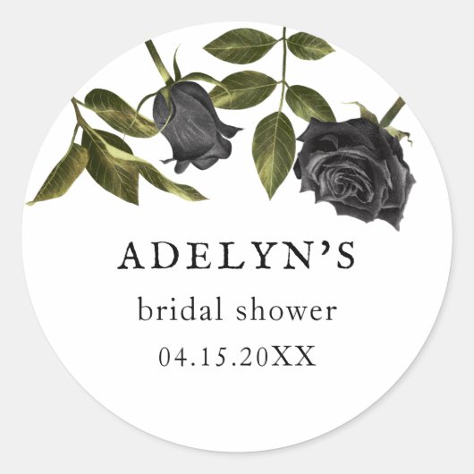 Witte Gotische Bruidsfeest met Zwarte Rozen Ronde Sticker (Voorkant)