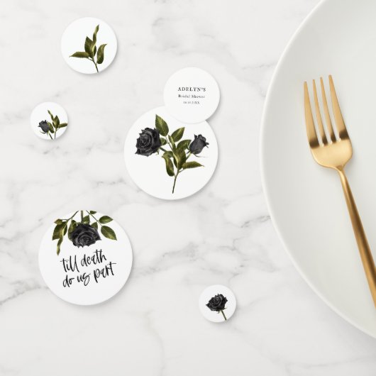 Witte Gotische Roos Donkere Bruidsuitnodiging Confetti (Groep)