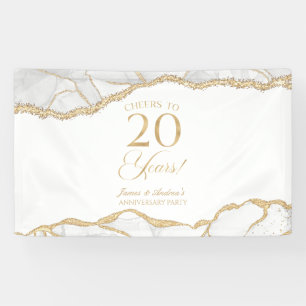 Witte Goud Agat 20e Huwelijksjubileum Feest Spandoek