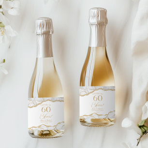 Witte Goud Agat 60ste Huwelijksverjaardag Feest Sparkling Wijnetiket