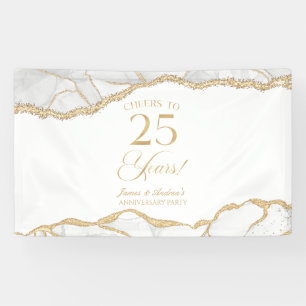 Witte Goud Agate 25e Huwelijksjubileum Feest Spandoek