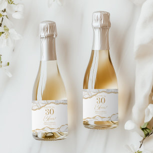 Witte Goud Agate 30e Huwelijksjubileum Feest Sparkling Wijnetiket