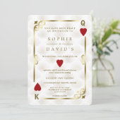 Witte Goud Gatsby Casino Las Vegas Poker Bruiloft Kaart (Staand voorkant)