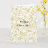 Witte Goud Glam Glitzy Kerstmis Kaart (Gele Bloem)