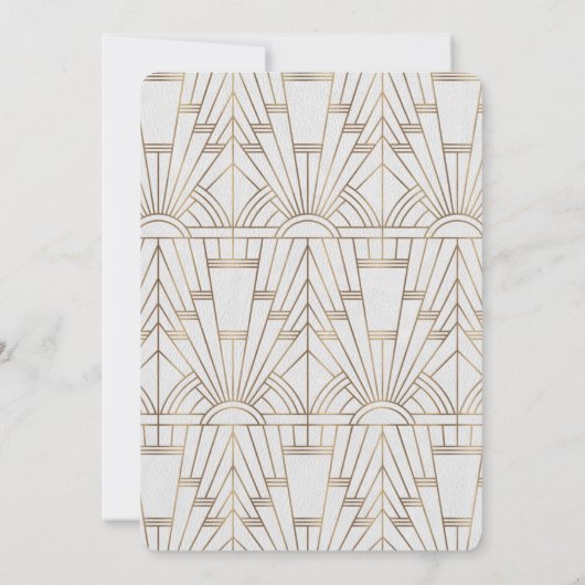 Witte Goud Great Gatsby Art Deco Sweet 16 Uitnodig Kaart (Achterkant)