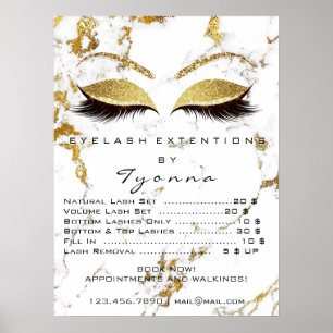 Witte Goud Make-up Oog Wimpers Extensie Prijslijst Poster