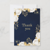 witte goudblauw bedankkaart (Voorkant)