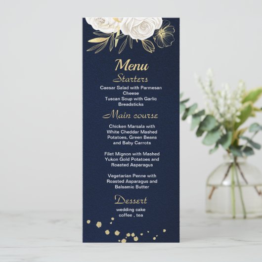 witte goudblauw menu (Staand voorkant)