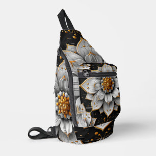Witte Gouden 3D Lotus Sling Tas