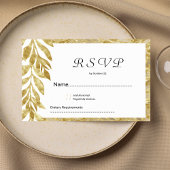 Witte gouden bladeren elegantie bloemen RSVP Kaart