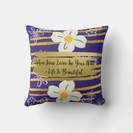 Witte & gouden bloem kussen