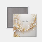 Witte Gouden Bloem Magnet Magneet (Voorkant / Achterkant)