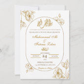 Witte Gouden Bloem Minimalistisch Elegant Moderne  Kaart (Voorkant)