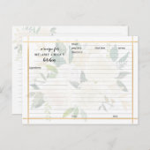 Witte gouden bloem recept kaart (Voorkant / Achterkant)