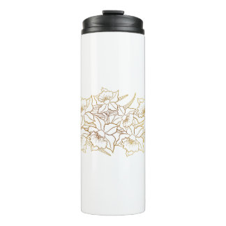 Witte Gouden Bloem Thermisch Tumbler Thermosbeker
