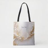 Witte Gouden Bloem Tote Tas (Voorkant)