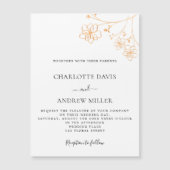 Witte gouden bloemachtige trouwkaartmagneet (Voorkant)