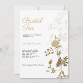 Witte gouden bloemen bruids thee partij Vrijgezell Kaart (Voorkant)