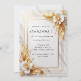Witte Gouden Bloemen Bruiloftsinvitaties Kaart