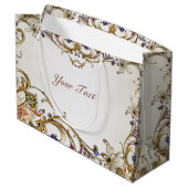 Witte Gouden Bloemengeschenkzak Groot Cadeauzakje (Achterkant Gekanteld)
