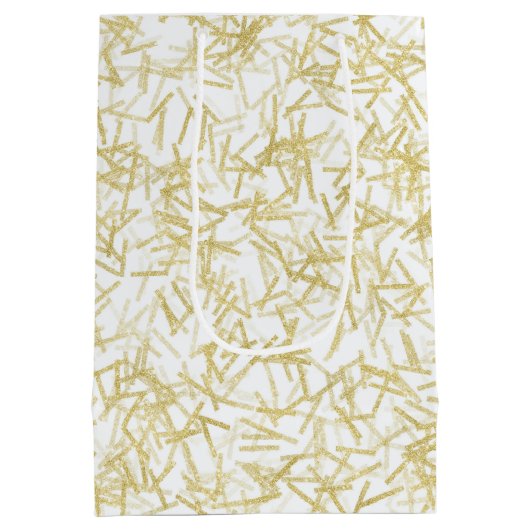 Witte gouden Confetti verjaardag Medium Cadeauzakje (Achterkant)