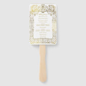 Witte Gouden Deco Chic Glam Bruiloftsprogramma Han Handwaaier (Achterkant)