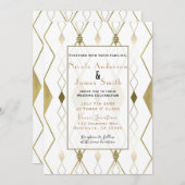Witte & Gouden Diamant Glamour Modern Classy Weddi Kaart (Voorkant / Achterkant)