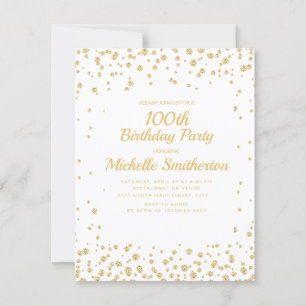 Witte Gouden Diamant Glitter Vrouwen 100ste Verjaa Kaart